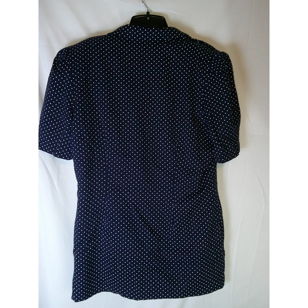 Vintage Miss Darby Womens Navy Polka Dot Double Breasted Skirt Suit Set Size 12
